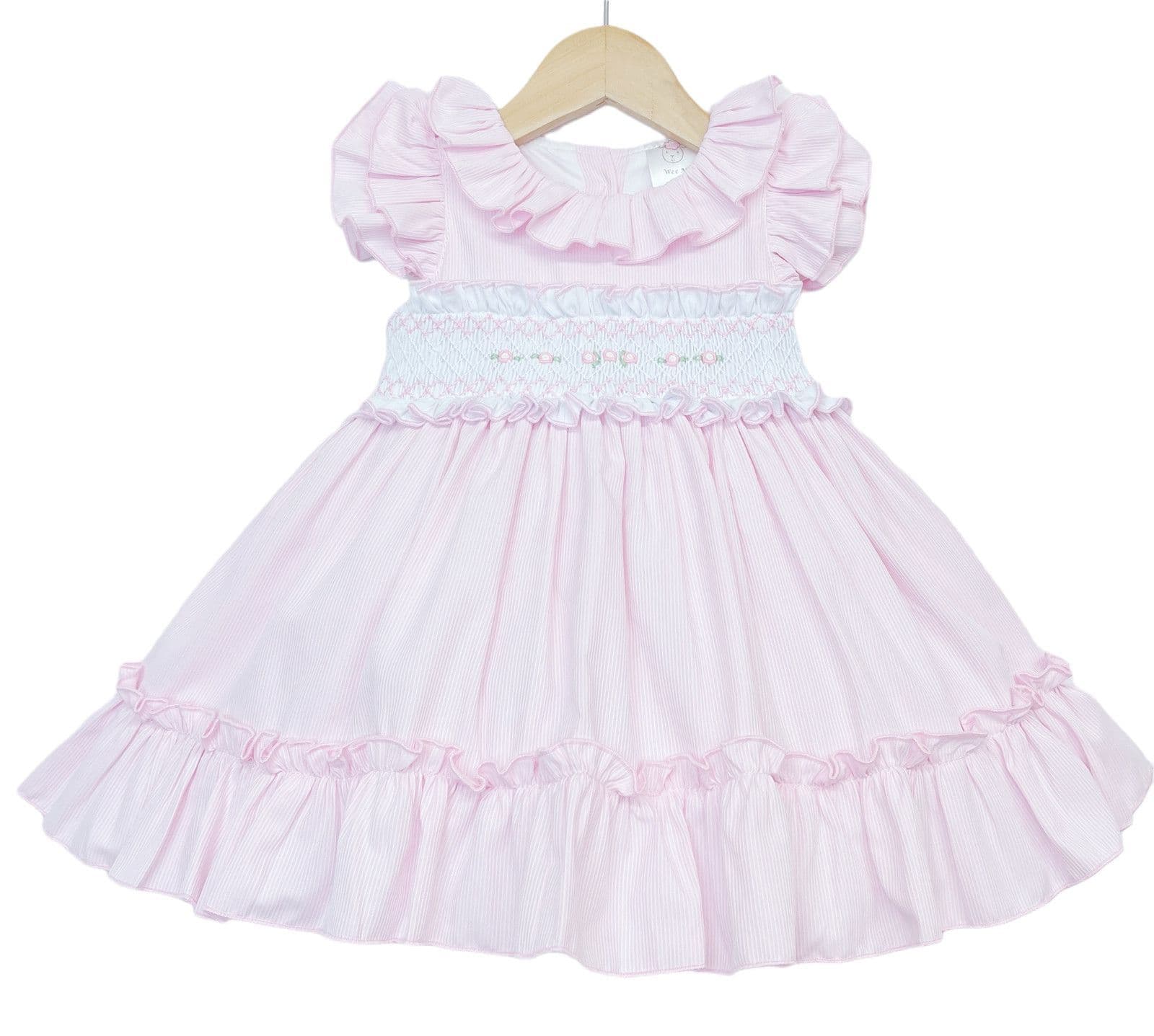 *SALE* Pink Hand Smocked Puff Ball Dress Knee Length 2251 Pink"