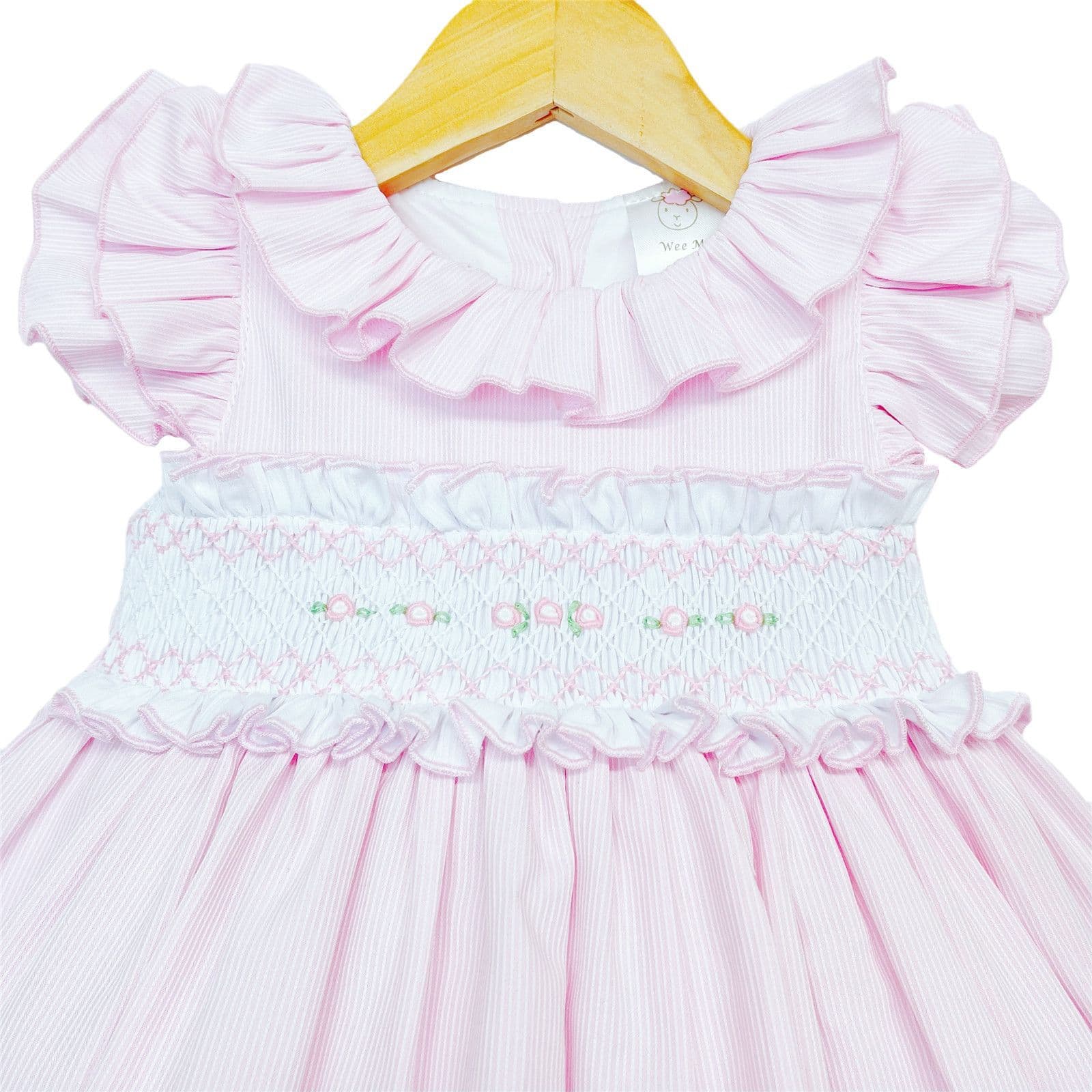 *SALE* Pink Hand Smocked Puff Ball Dress Knee Length 2251 Pink"