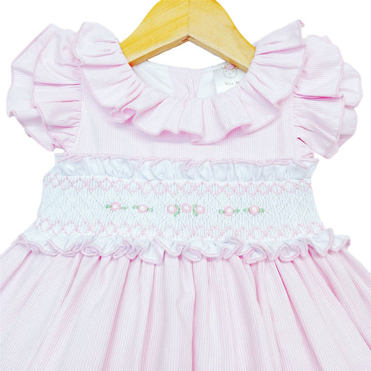 *SALE* Pink Hand Smocked Puff Ball Dress Knee Length 2251 Pink"
