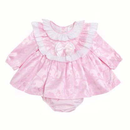 *SALE* Pink Jacquard Big Collar Dress with Pants "2415"