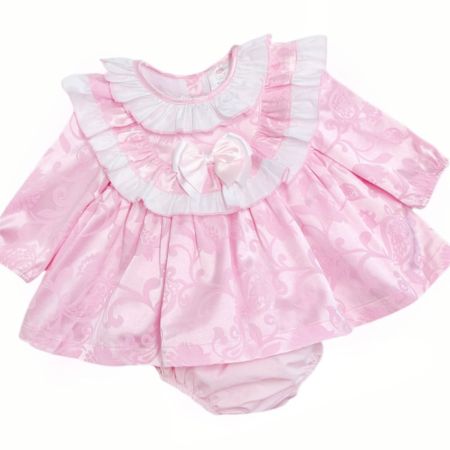 *SALE* Pink Jacquard Big Collar Dress with Pants "2415"