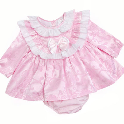 *SALE* Pink Jacquard Big Collar Dress with Pants "2415"