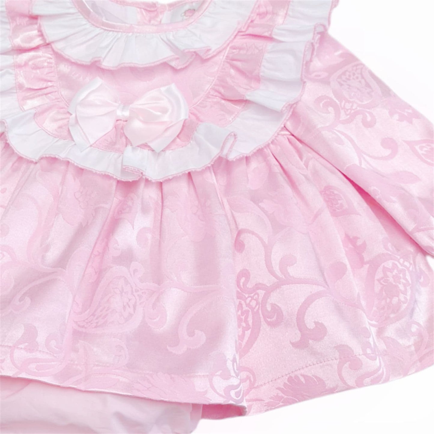 *SALE* Pink Jacquard Big Collar Dress with Pants "2415"