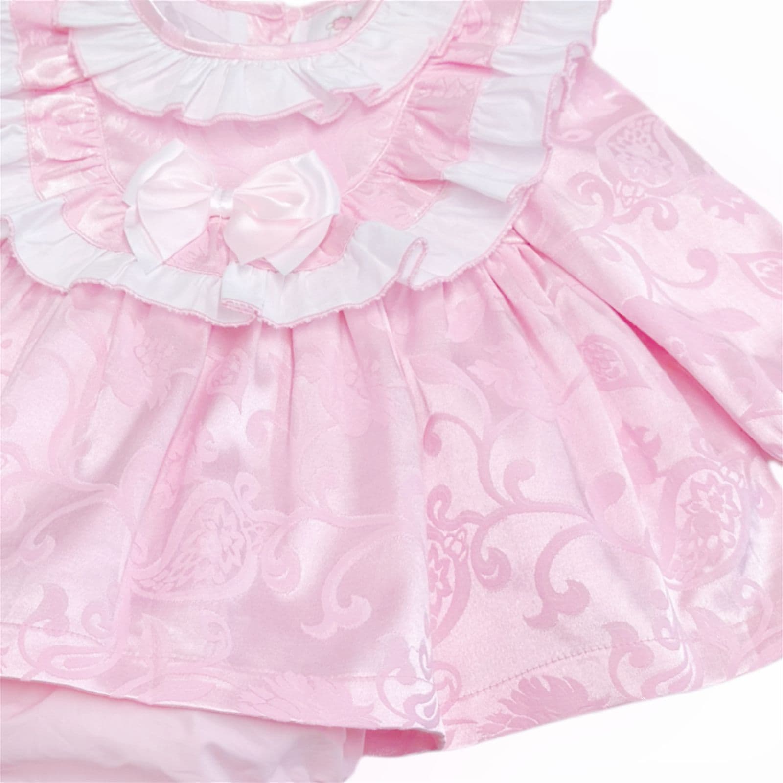 *SALE* Pink Jacquard Big Collar Dress with Pants "2415"