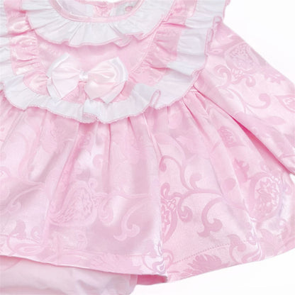 *SALE* Pink Jacquard Big Collar Dress with Pants "2415"