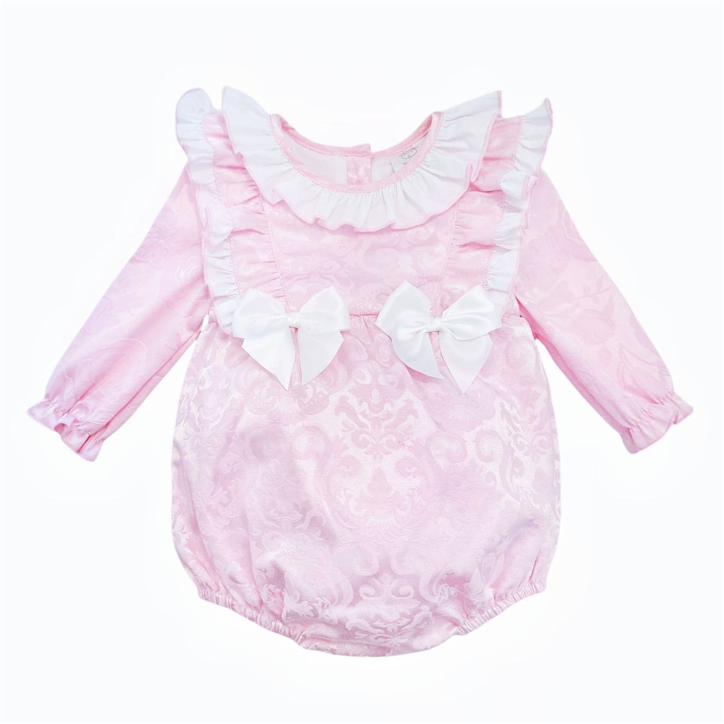 *SALE* Pink Jacquard Frilly Shoulder Romper "2420"