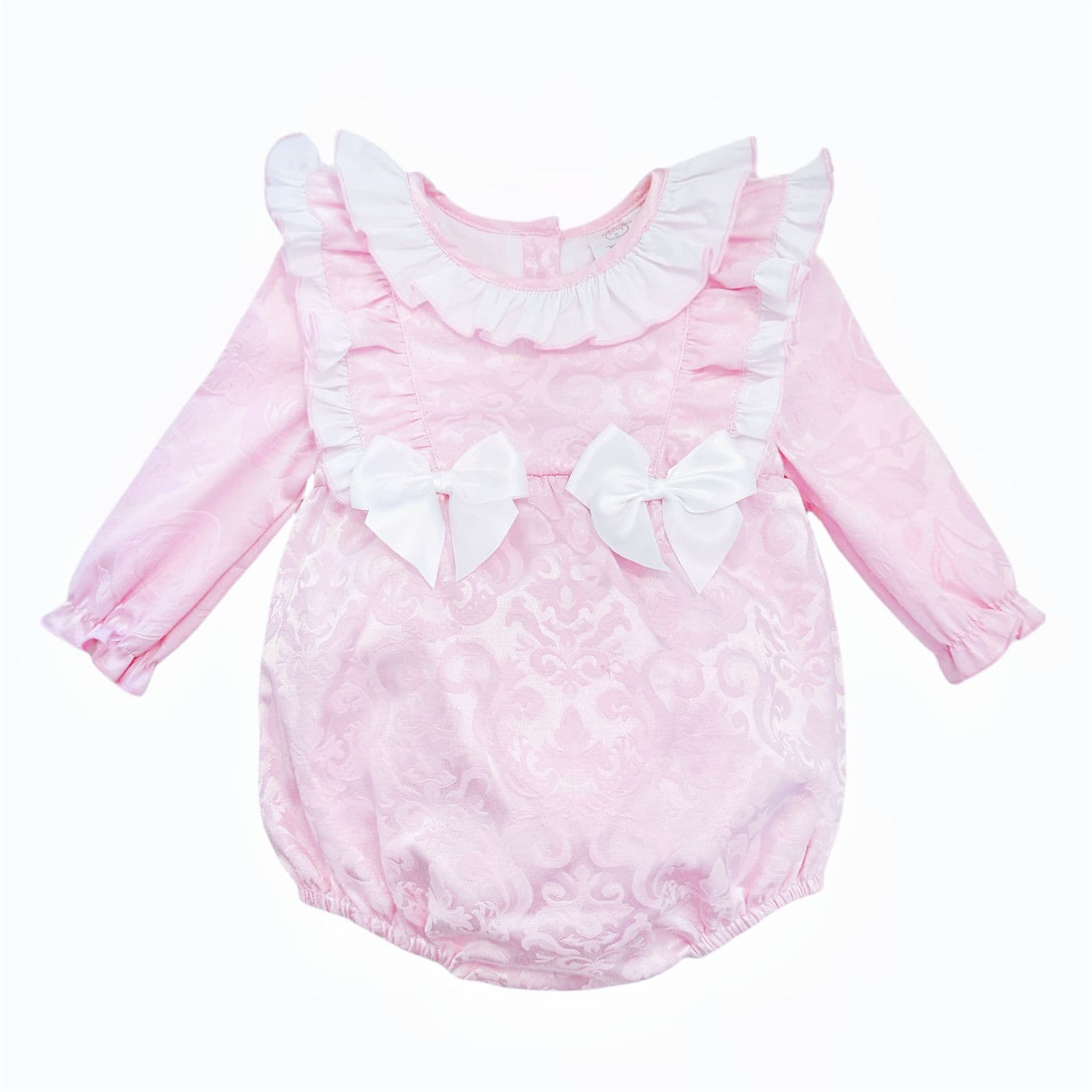 *SALE* Pink Jacquard Frilly Shoulder Romper "2420"