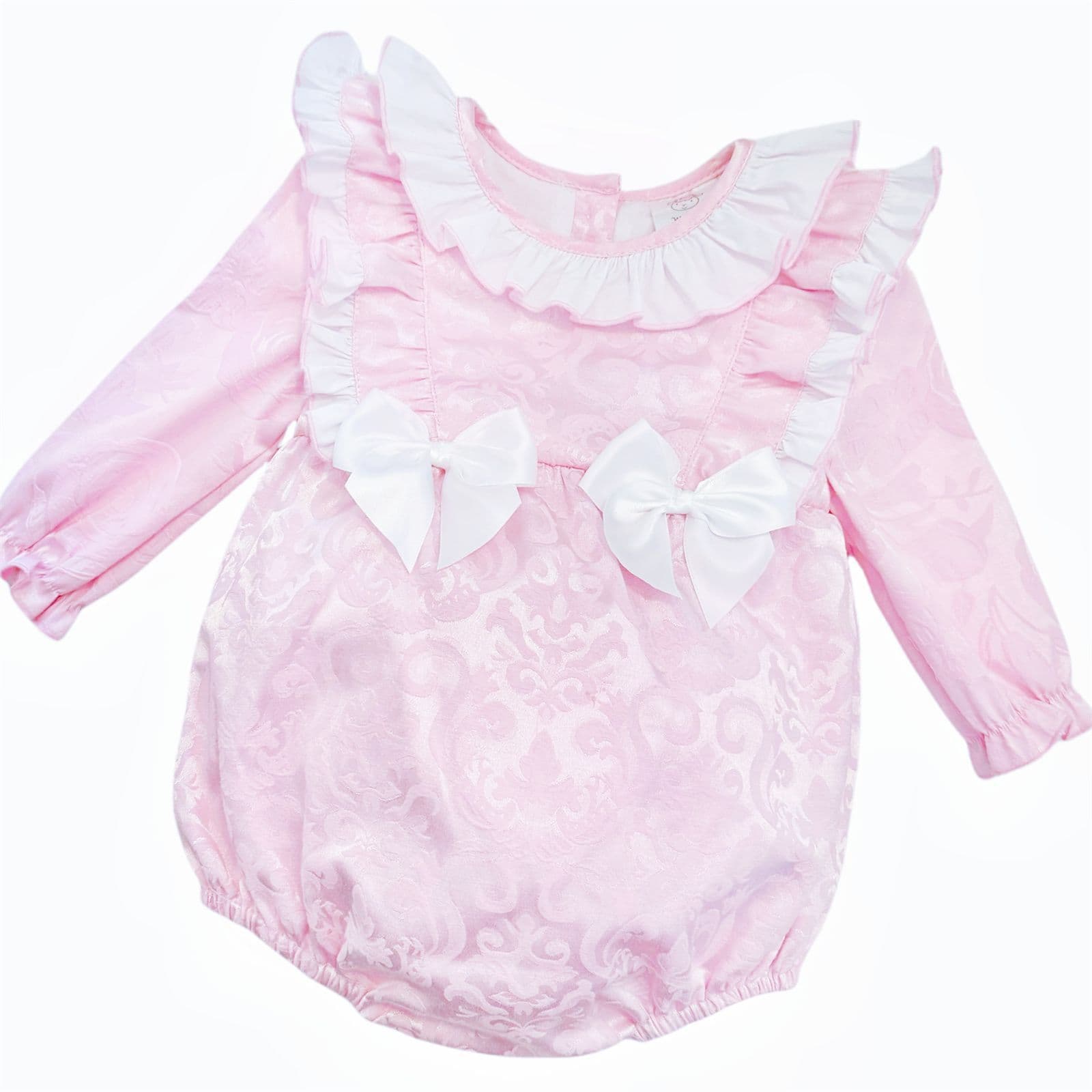 *SALE* Pink Jacquard Frilly Shoulder Romper "2420"
