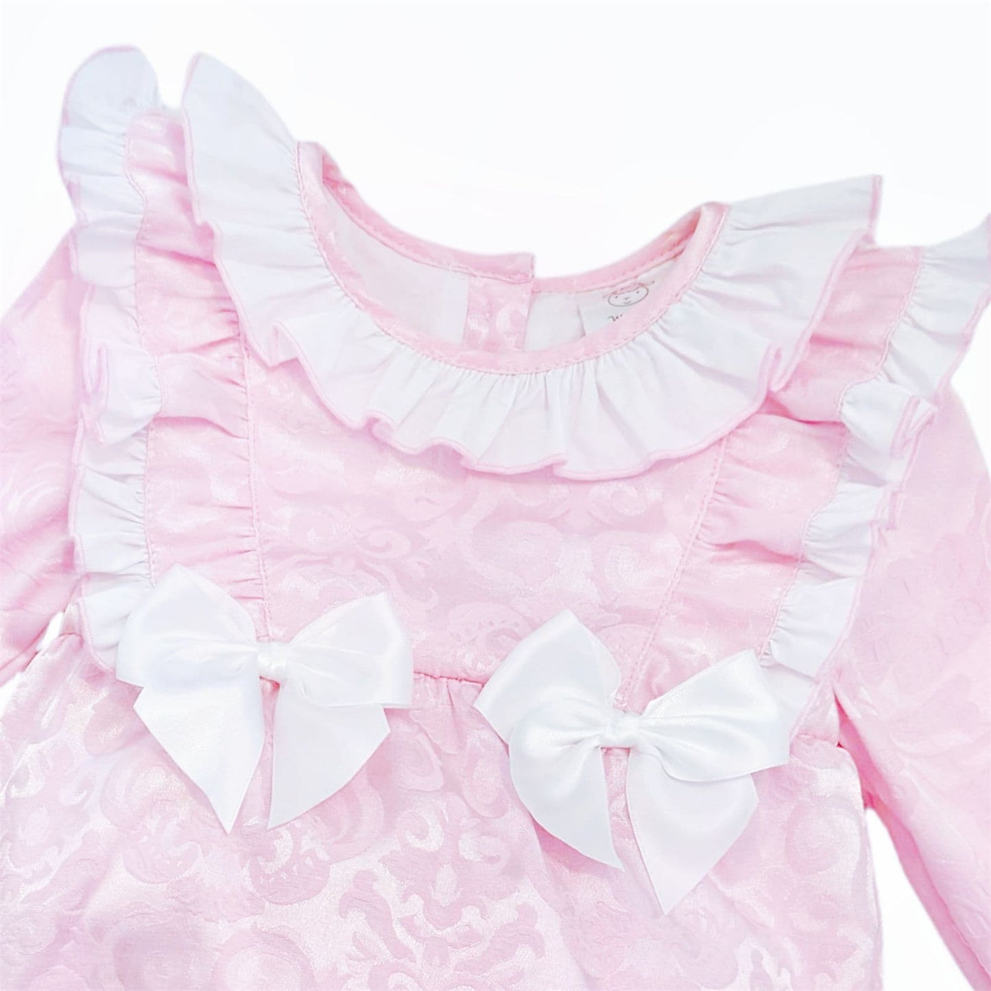 *SALE* Pink Jacquard Frilly Shoulder Romper "2420"