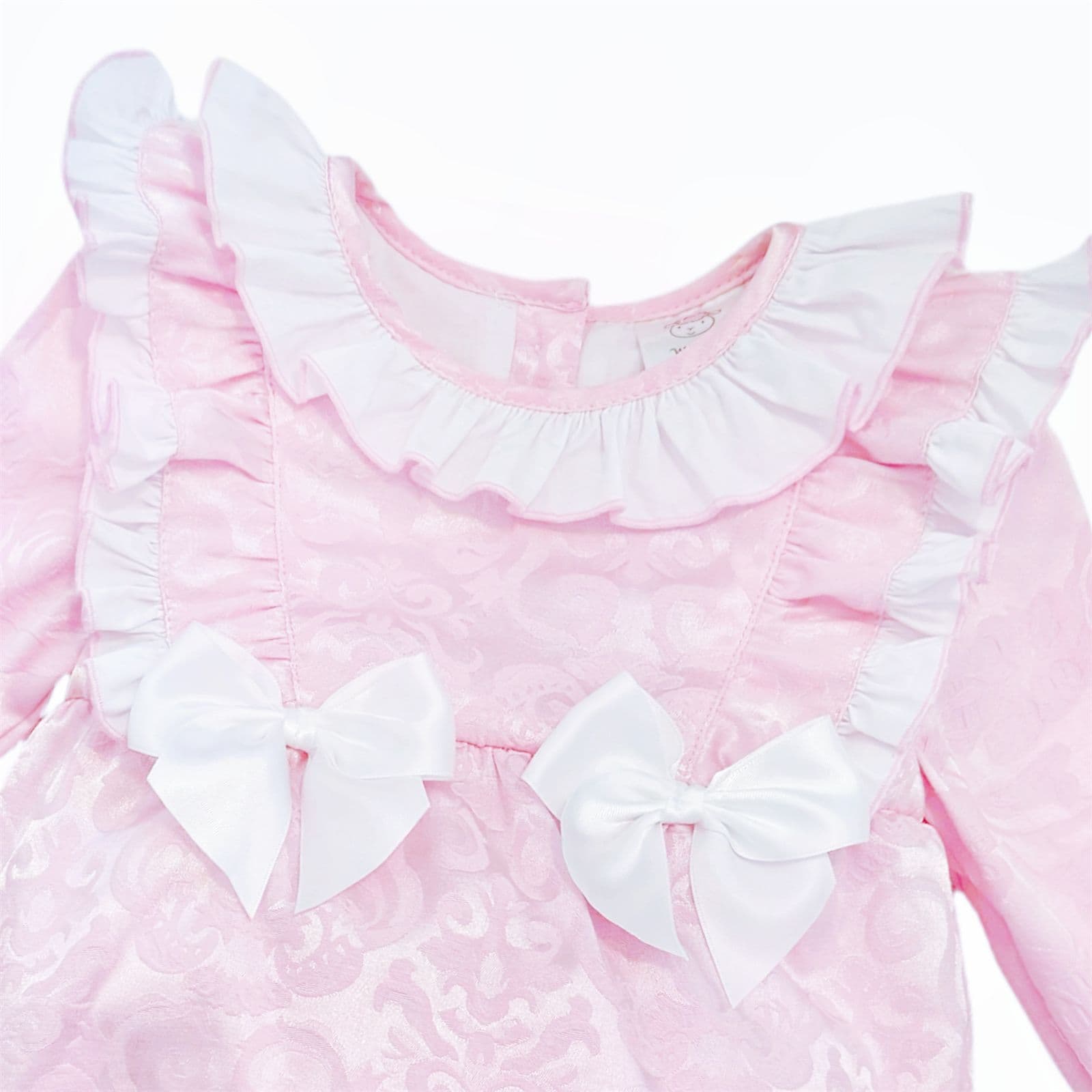*SALE* Pink Jacquard Frilly Shoulder Romper "2420"
