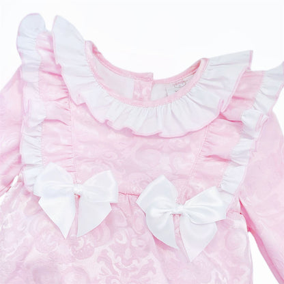 *SALE* Pink Jacquard Frilly Shoulder Romper "2420"