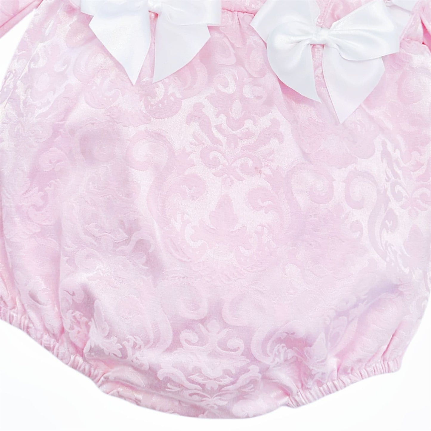 *SALE* Pink Jacquard Frilly Shoulder Romper "2420"