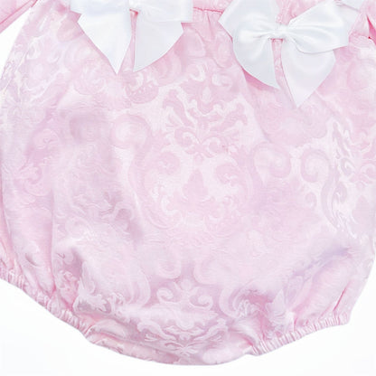*SALE* Pink Jacquard Frilly Shoulder Romper "2420"