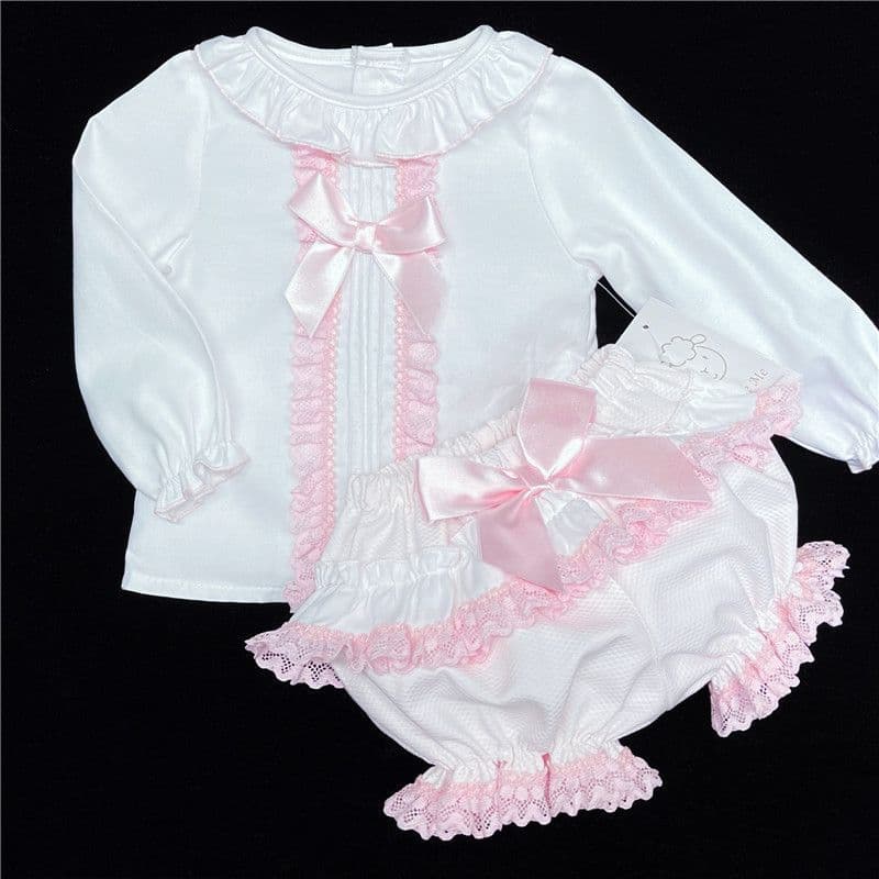 *SALE* Pink Lacey Shorts Set Big Satin Bow "MYD831P"