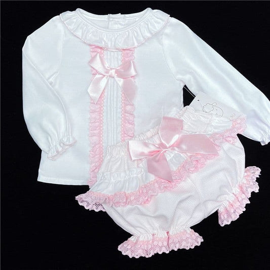 *SALE* Pink Lacey Shorts Set Big Satin Bow "MYD831P"