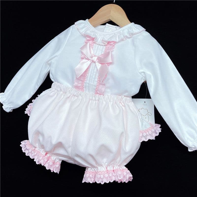 *SALE* Pink Lacey Shorts Set Big Satin Bow "MYD831P"