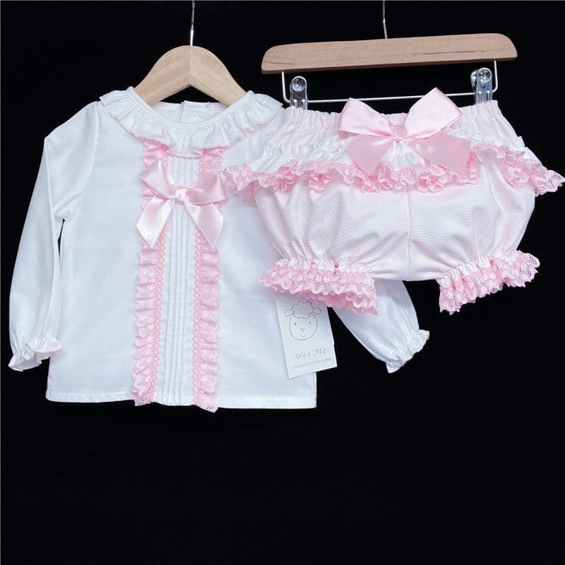 *SALE* Pink Lacey Shorts Set Big Satin Bow "MYD831P"