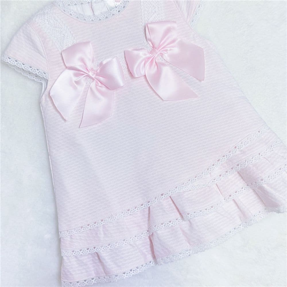 *SALE* Pink Spanish Waffle Lace Dress with Many Layers "1815"