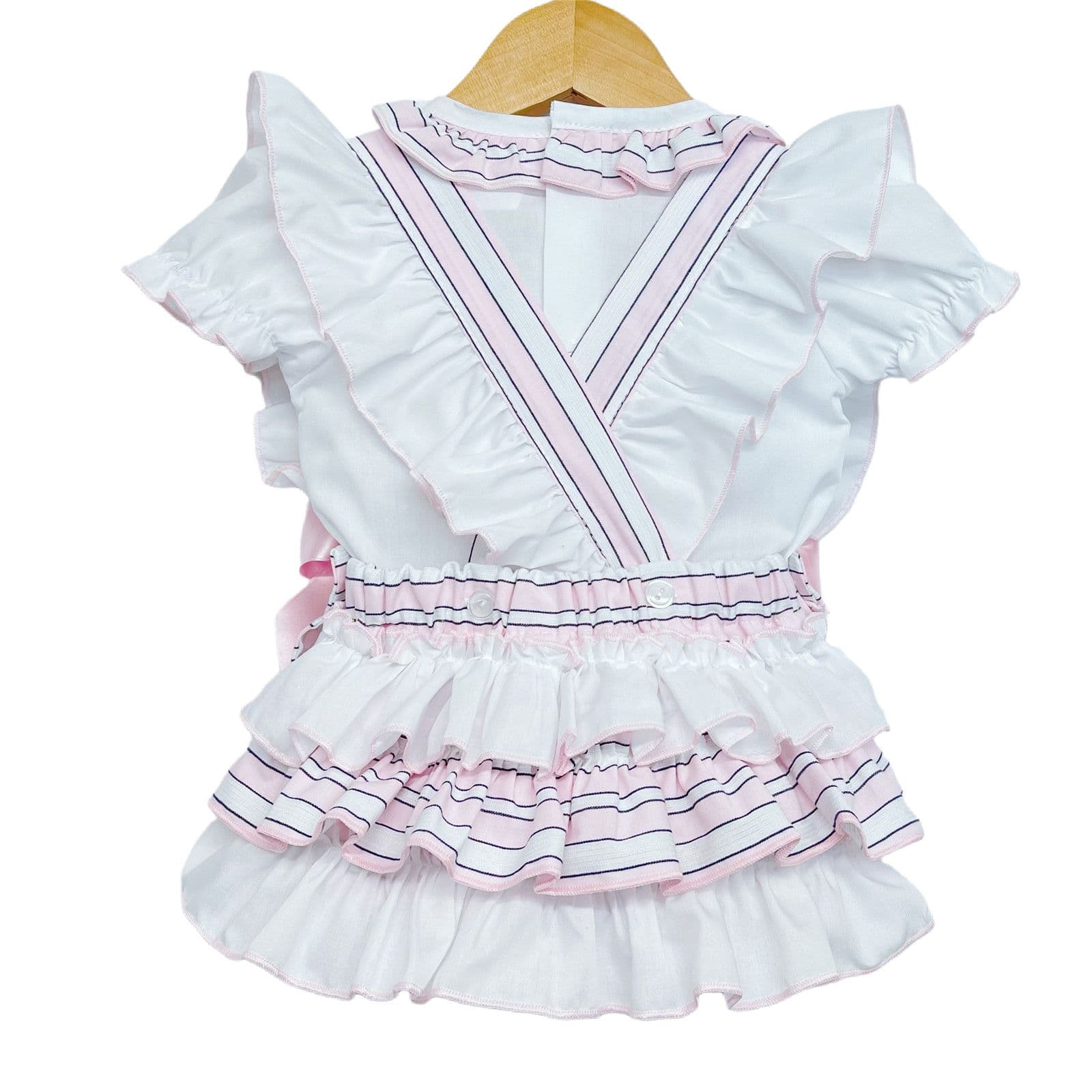 *SALE* Pink Stripe Frilly Back Romper with Shirt "LM8804"
