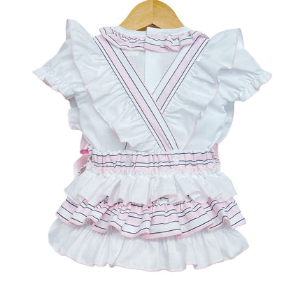 *SALE* Pink Stripe Frilly Back Romper with Shirt "LM8804"