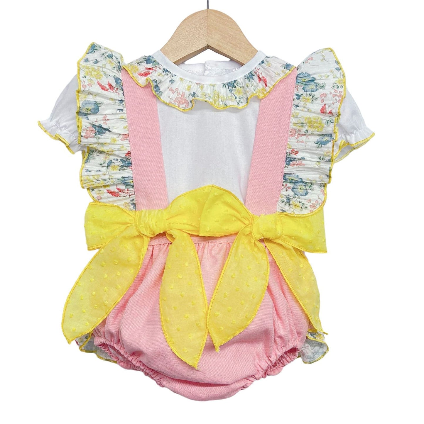 *SALE* Pink with Yellow Floral Romper with Shirt "LM2210P"