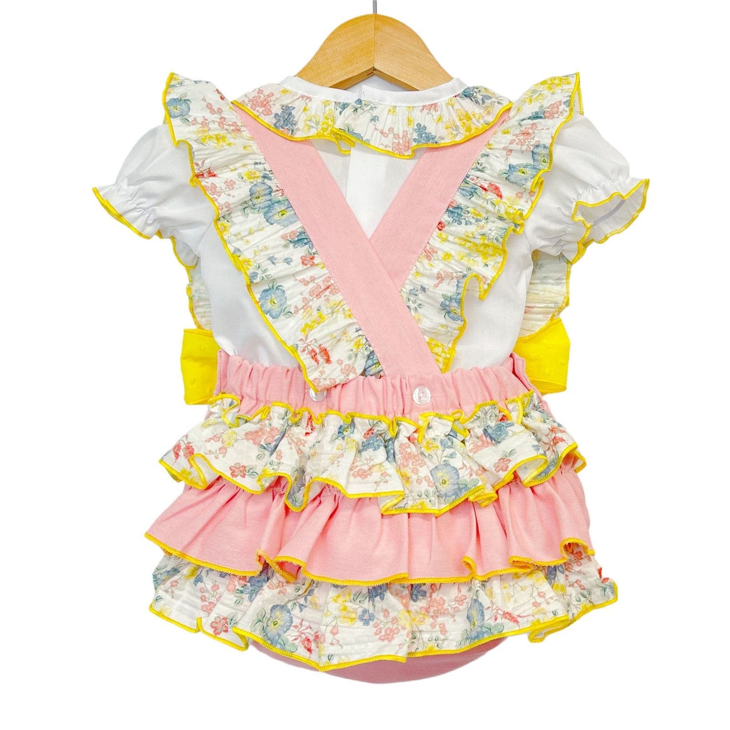 *SALE* Pink with Yellow Floral Romper with Shirt "LM2210P"