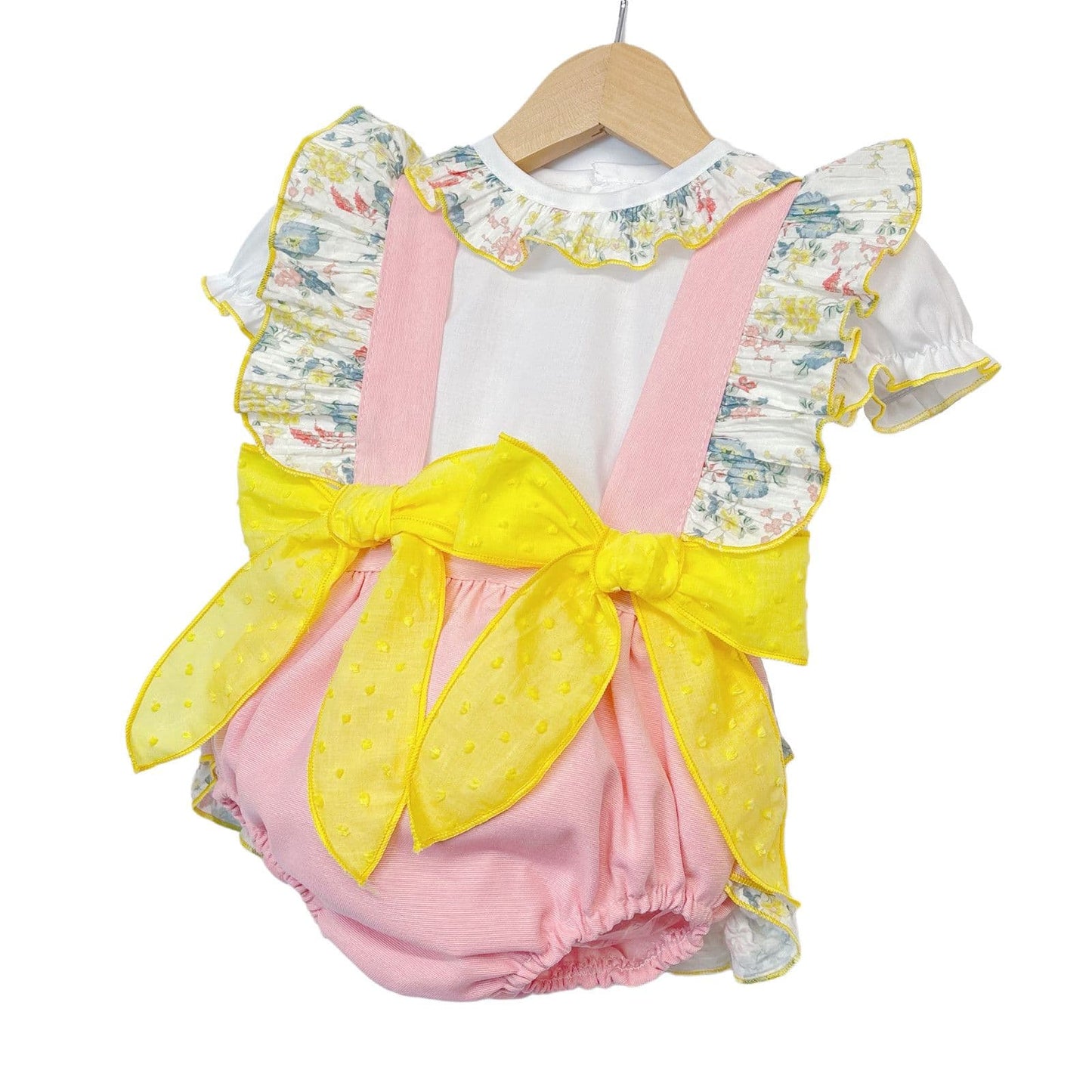 *SALE* Pink with Yellow Floral Romper with Shirt "LM2210P"