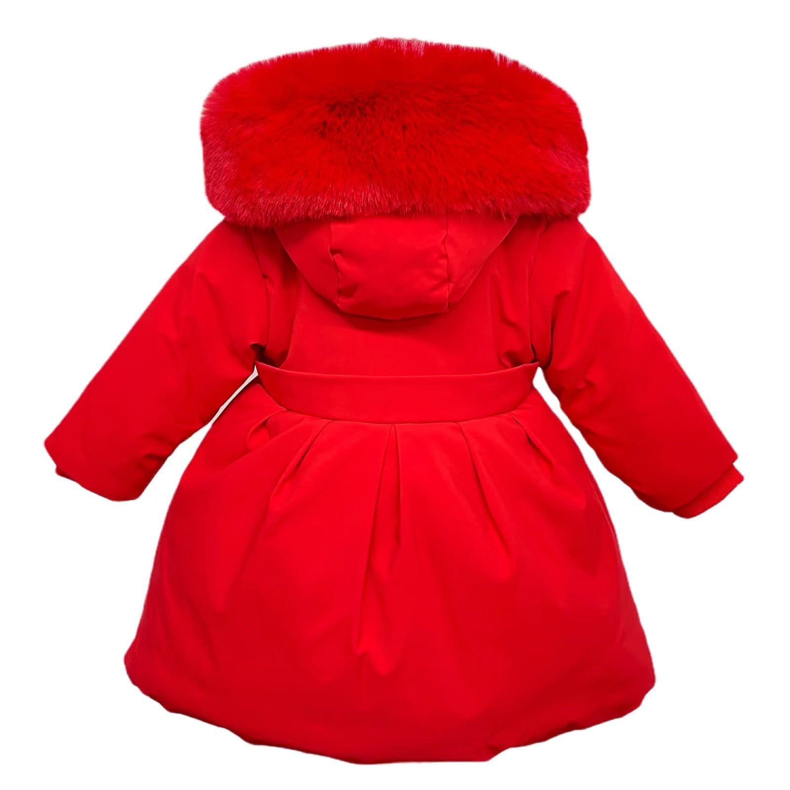 *SALE* Red Puffer Coat with Hood Detachable Big Fur Trim "MYD403 Red"