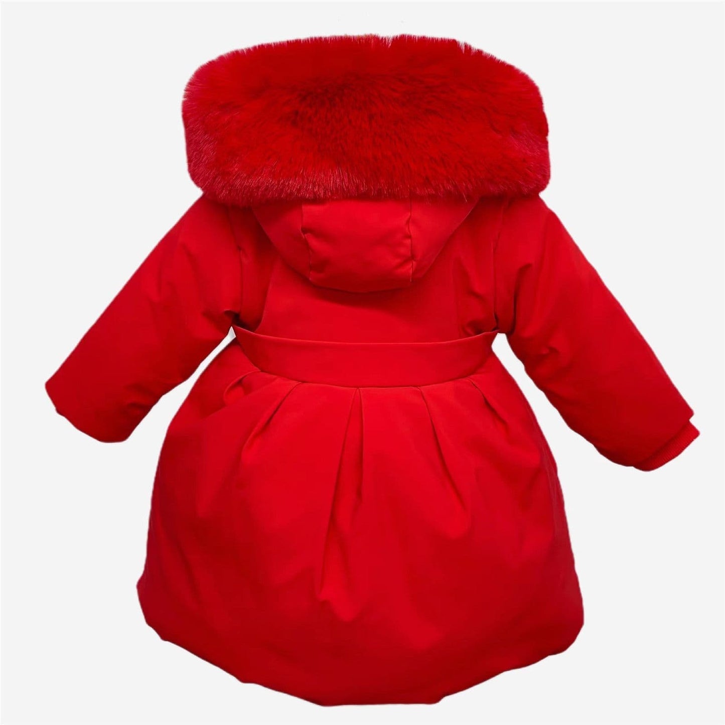 *SALE* Red Puffer Coat with Hood Detachable Big Fur Trim "MYD403 Red"