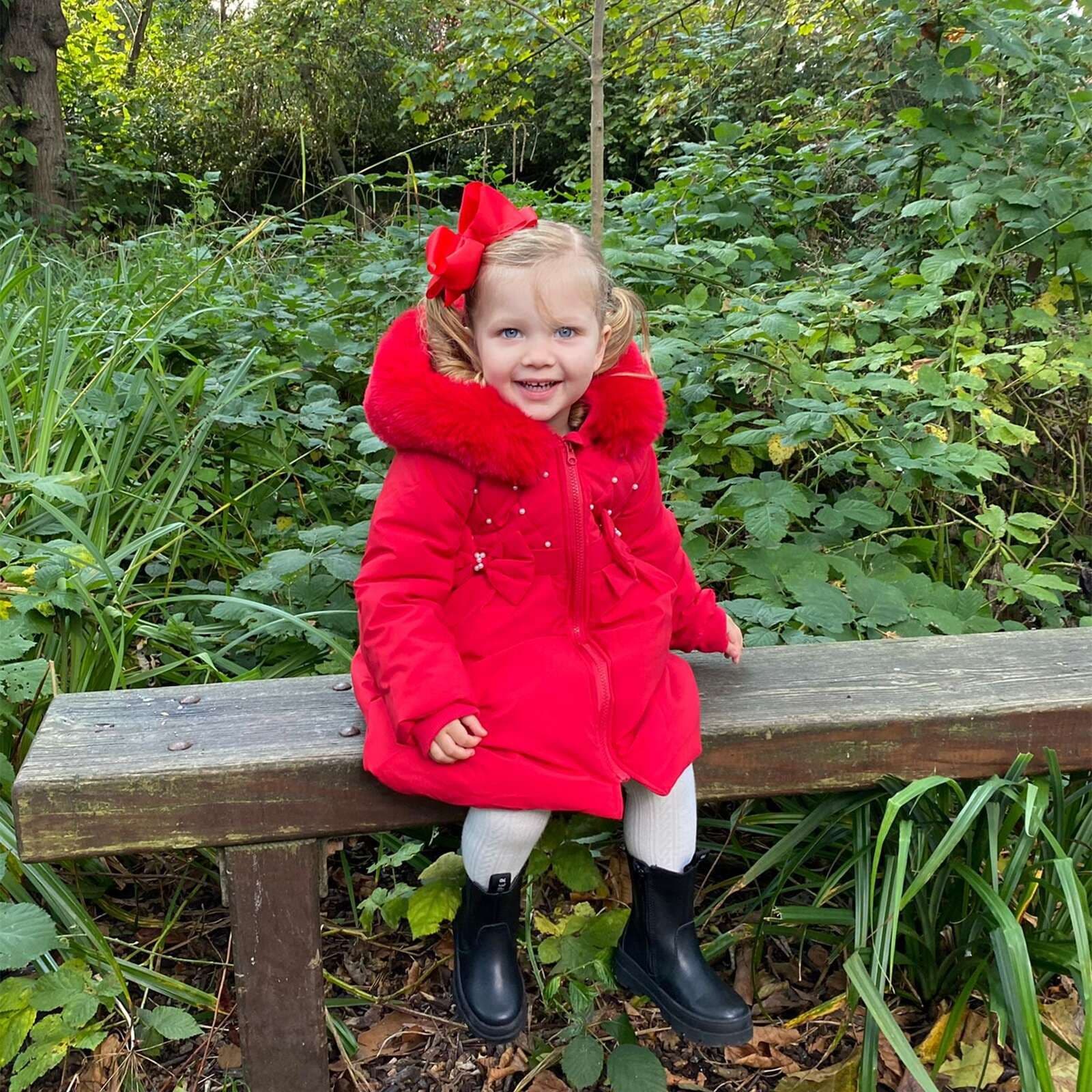 *SALE* Red Puffer Coat with Hood Detachable Big Fur Trim "MYD403 Red"