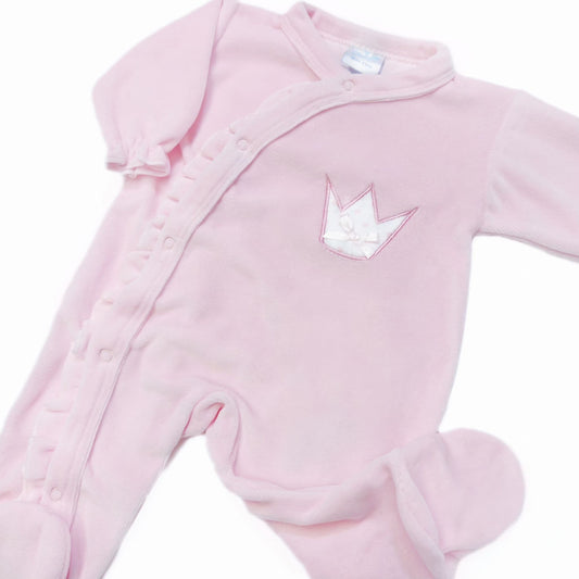 *SALE* SARDON Baby Pink Cotton Velour Crown Bodysuit