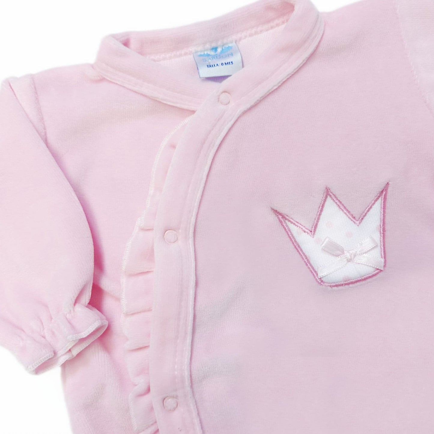*SALE* SARDON Baby Pink Cotton Velour Crown Bodysuit