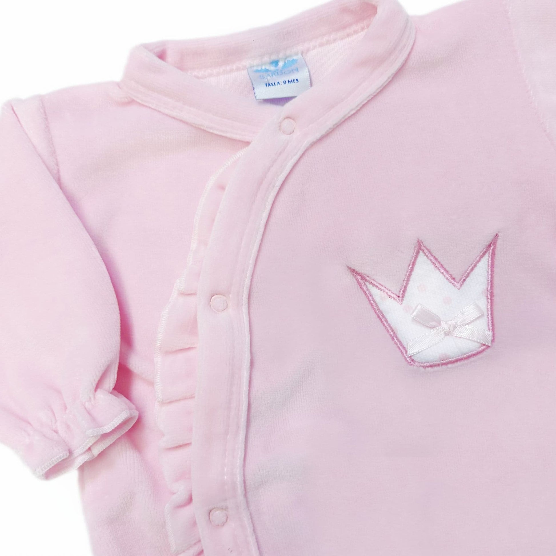 *SALE* SARDON Baby Pink Cotton Velour Crown Bodysuit