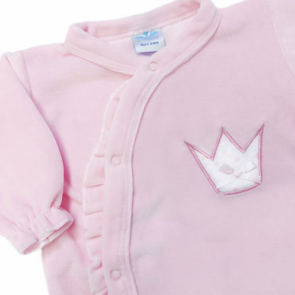 *SALE* SARDON Baby Pink Cotton Velour Crown Bodysuit
