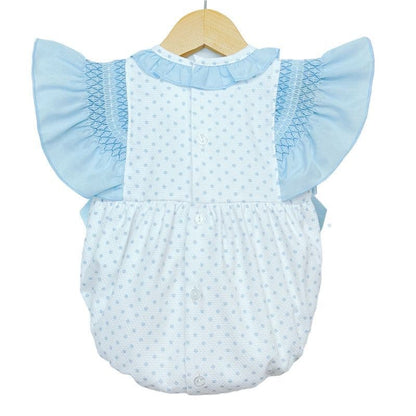 *SALE* Spotty Waffle Frilly Shoulder Romper with Smocked Details "MYD2201B"