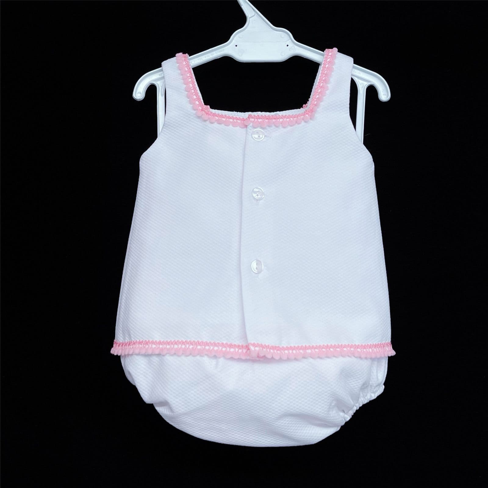 *SALE* White Waffle Ribbon Insert Lace Pink Satin Bow Pants Set "LM013 WP"