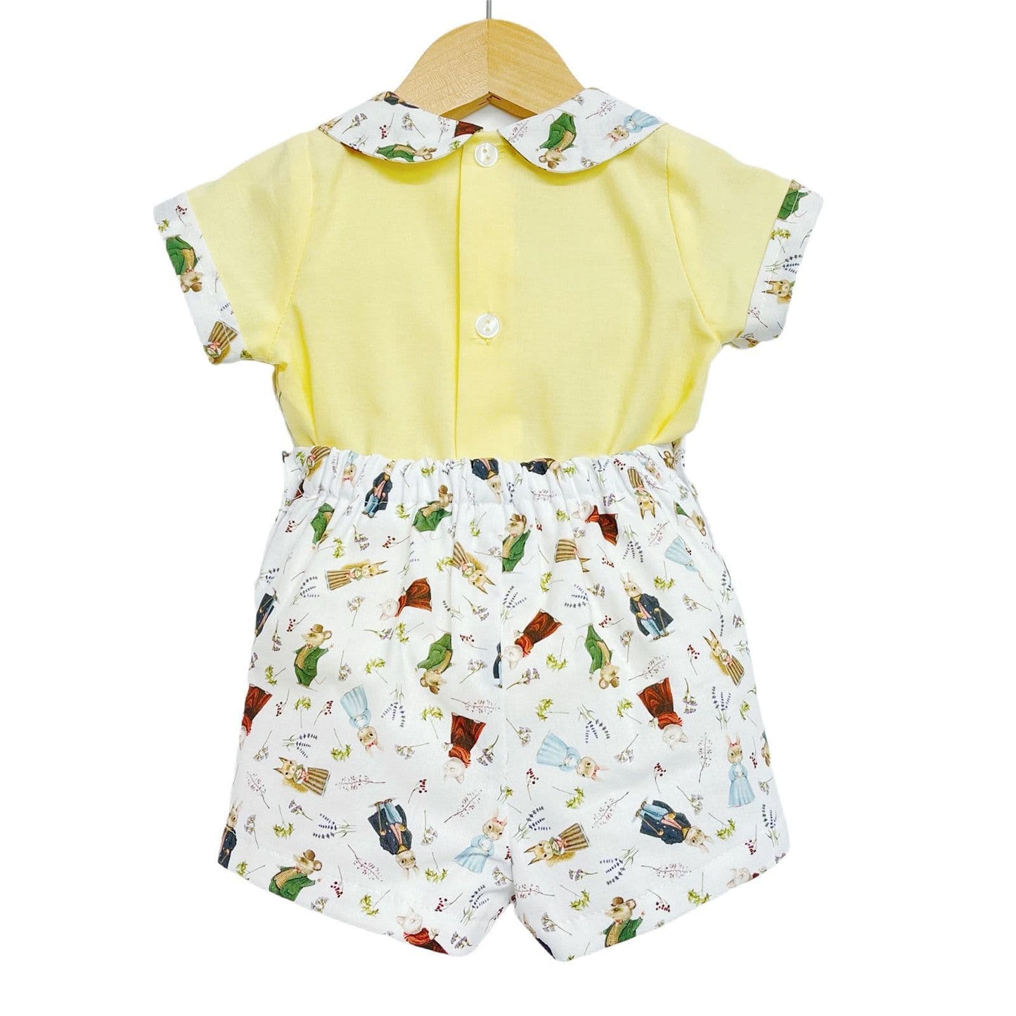 *SALE* Yellow Bunny Print Shorts with Smocked Shirt "MYD2231Y"