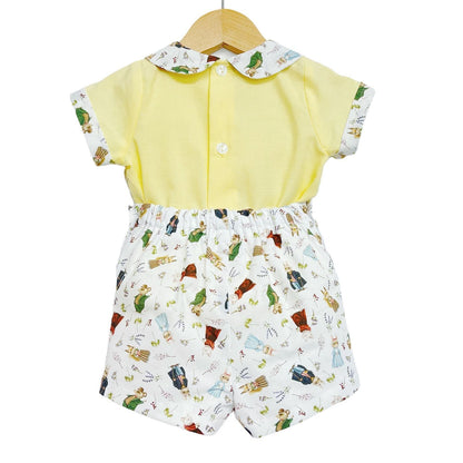 *SALE* Yellow Bunny Print Shorts with Smocked Shirt "MYD2231Y"