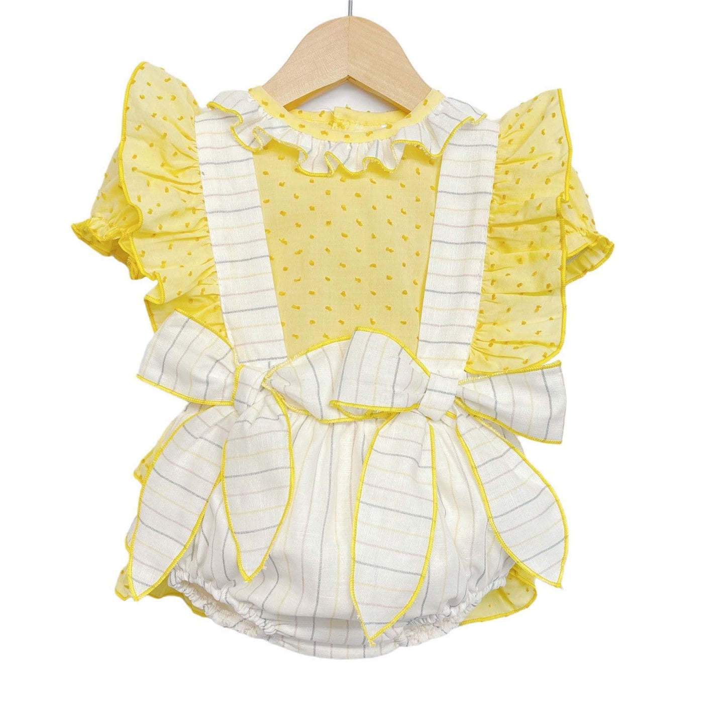 *SALE* Yellow Strip Frilly Romper with Matching Shirt "LM2212A"