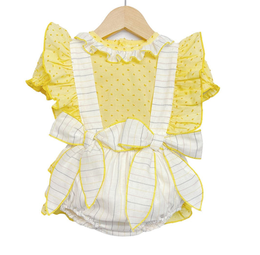*SALE* Yellow Strip Frilly Romper with Matching Shirt "LM2212A"
