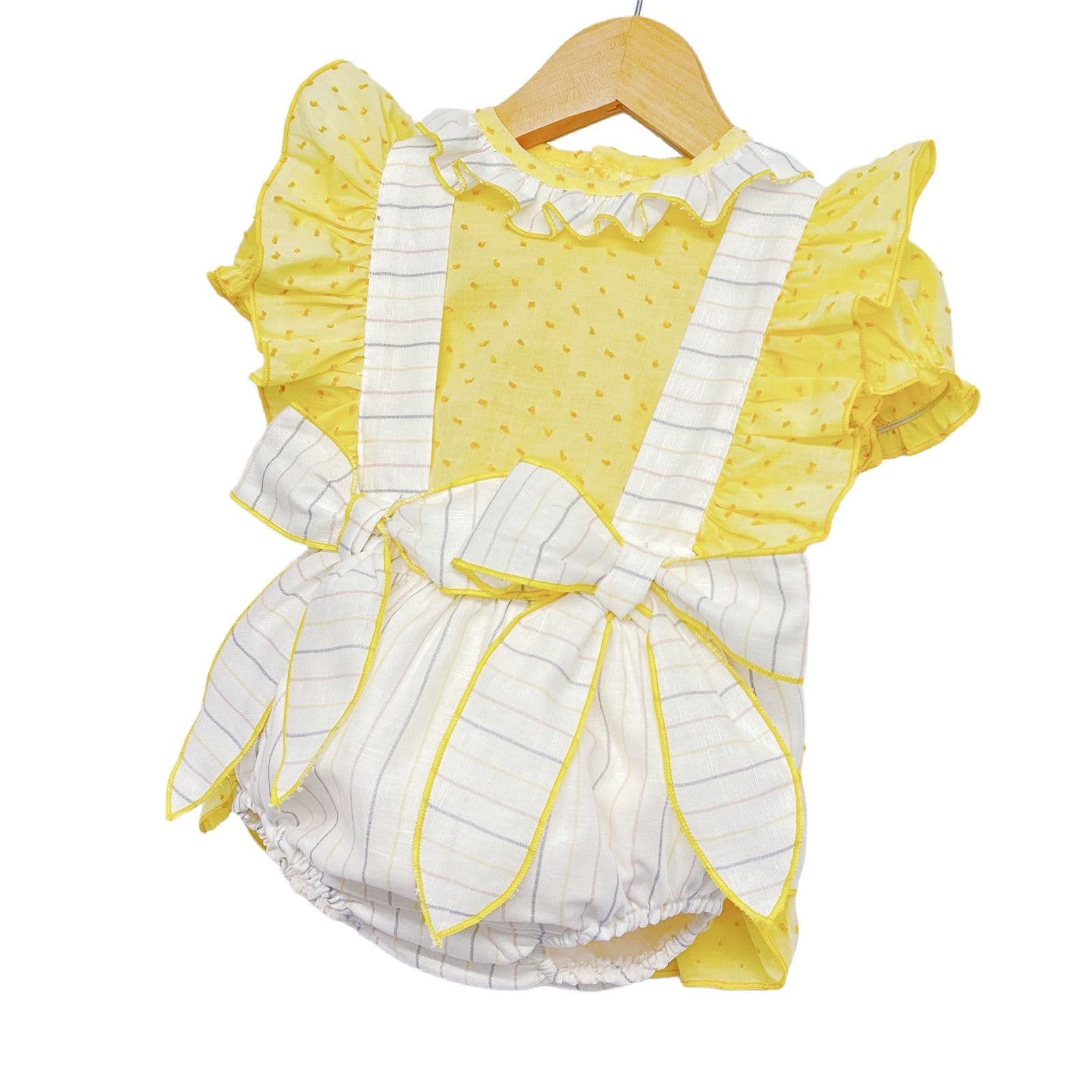 *SALE* Yellow Strip Frilly Romper with Matching Shirt "LM2212A"