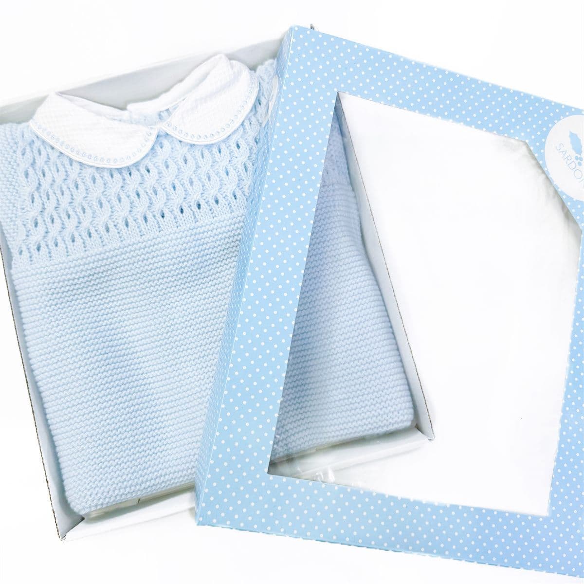 SARDON Baby Boy Blue Knitted Pram Suit Onesie
