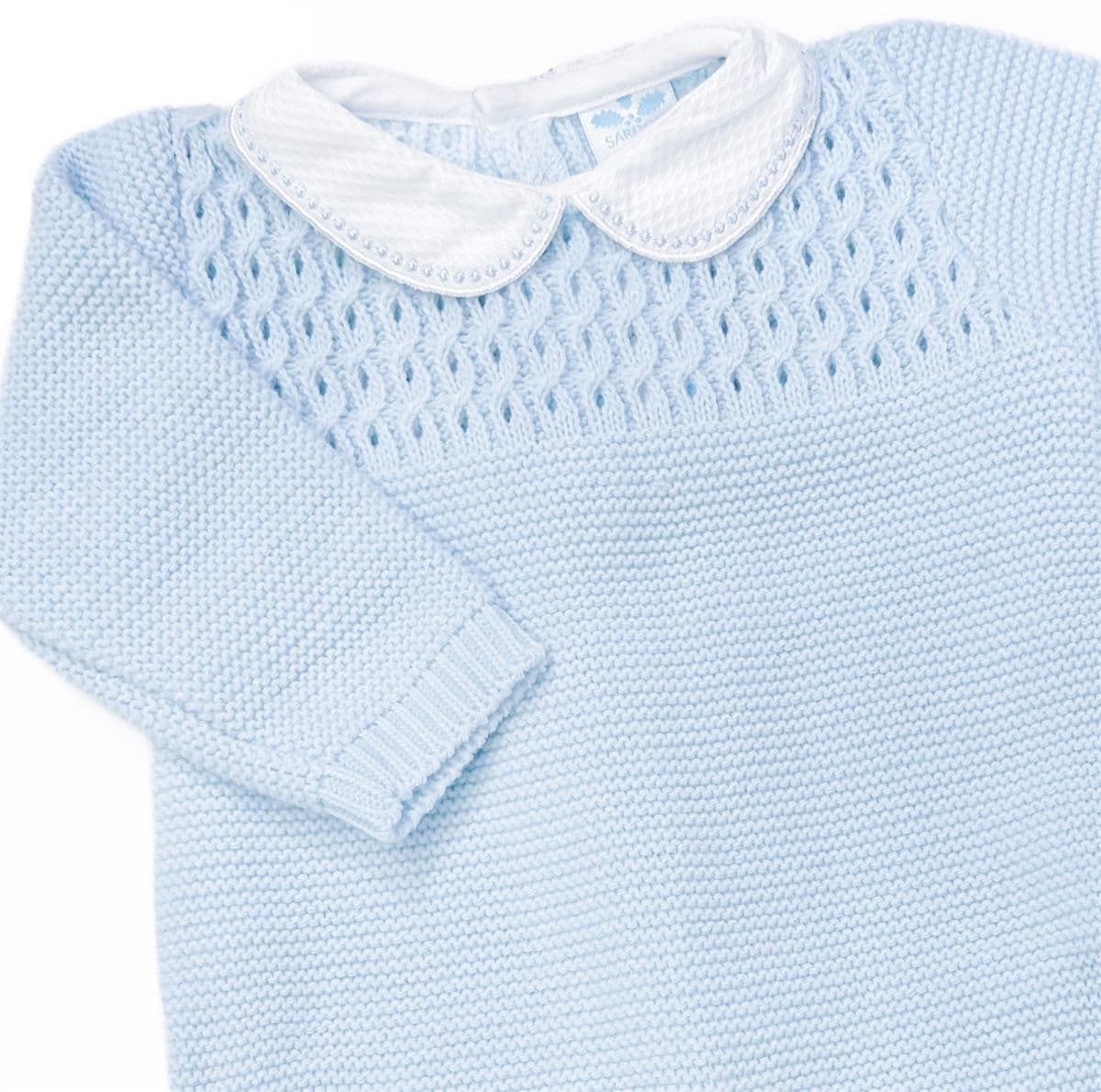 SARDON Baby Boy Blue Knitted Pram Suit Onesie
