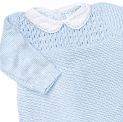 SARDON Baby Boy Blue Knitted Pram Suit Onesie