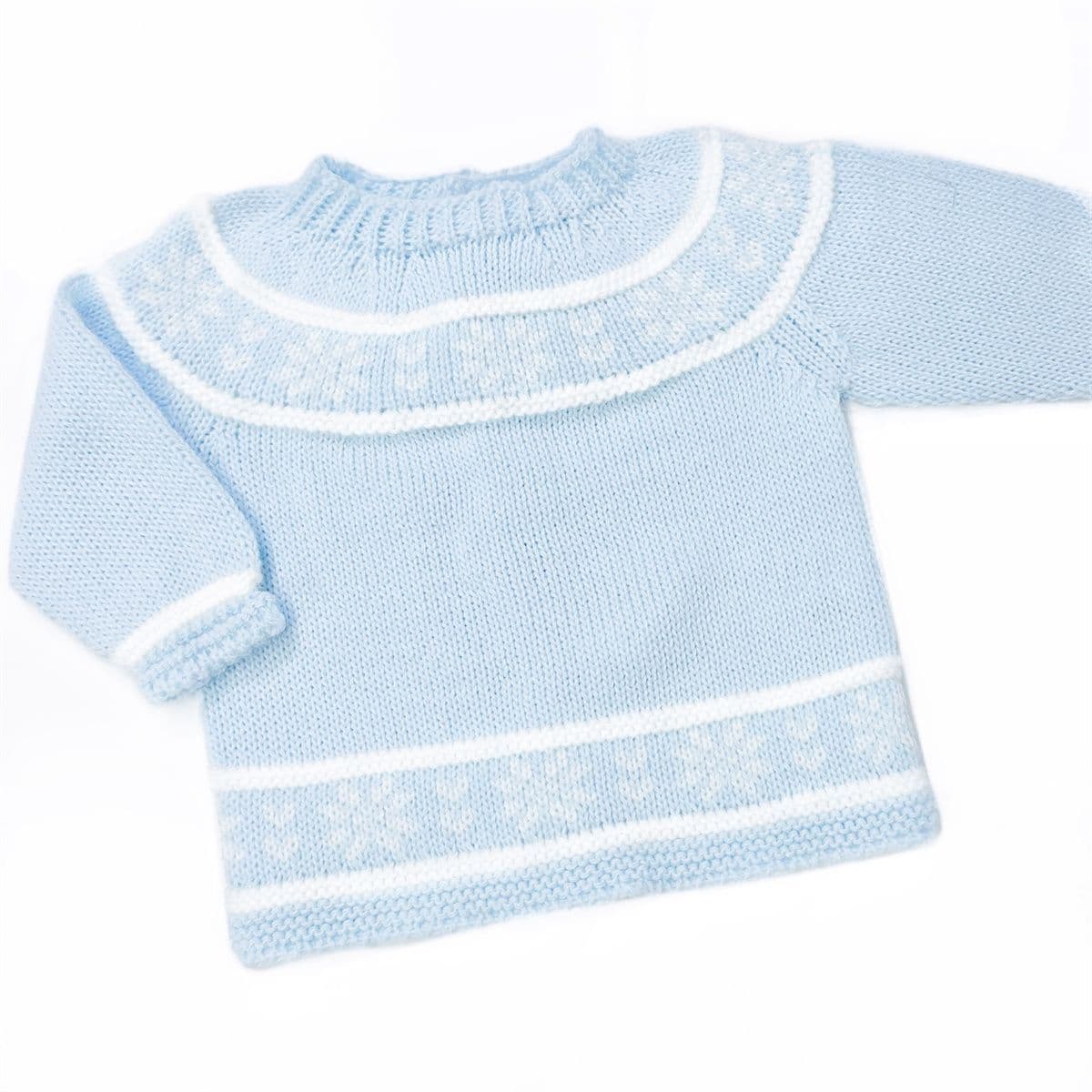 SARDON Baby Boy Blue Snow Flake Knit Pram Suit 2 Piece