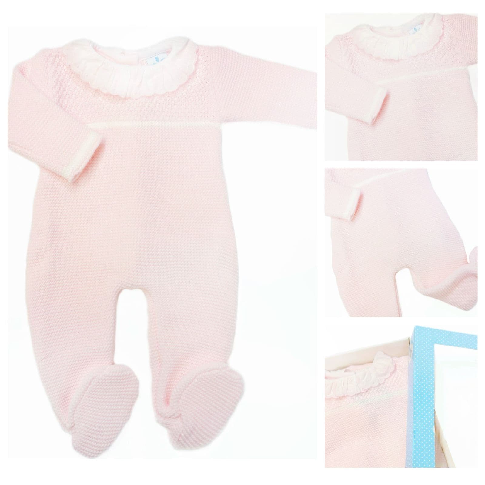 SARDON Baby Girl Light Pink Knitted Collar Bodysuit