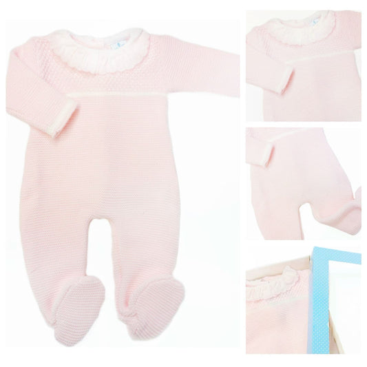 SARDON Baby Girl Light Pink Knitted Collar Bodysuit