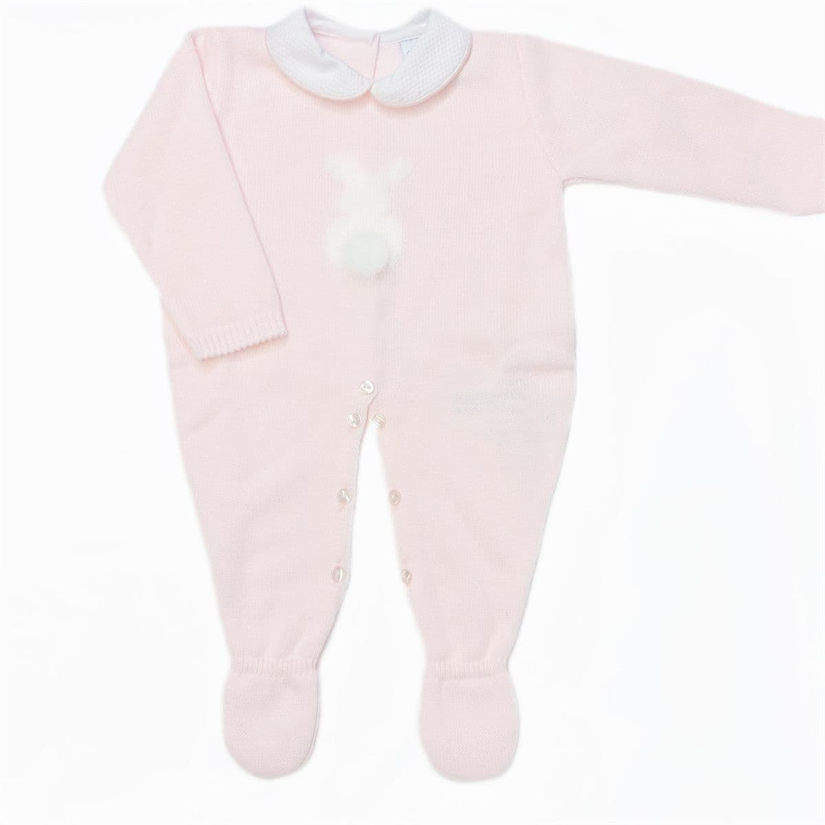 SARDON Baby Girl Pink Knitted Bunny Pom Bodysuit