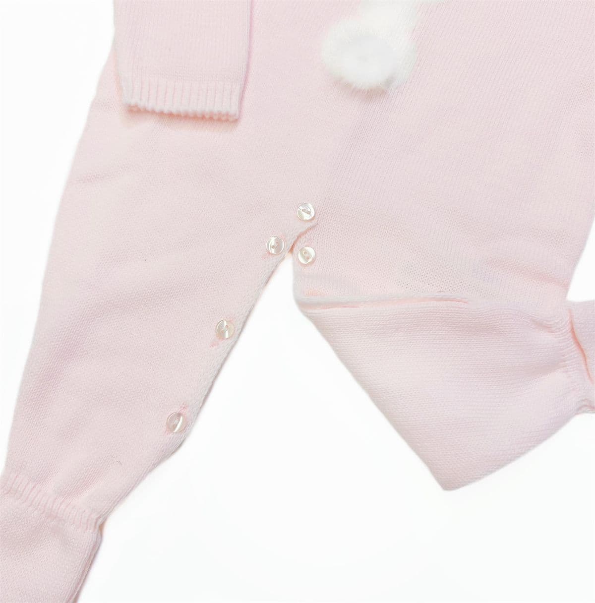 SARDON Baby Girl Pink Knitted Bunny Pom Bodysuit