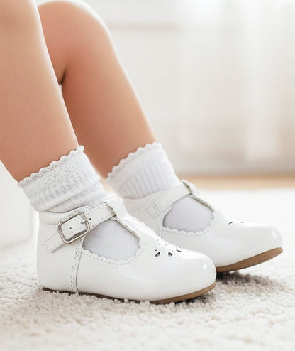 Baby Girls White Patent Buckle Shoes